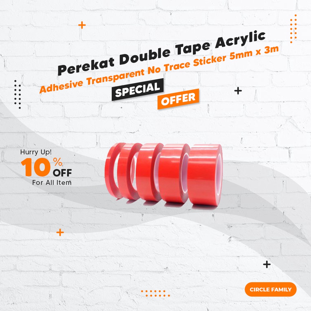 

SZBFT Perekat Double Tape Acrylic Adhesive Transparent No Trace Sticker 5mm x 3m J4702 Red