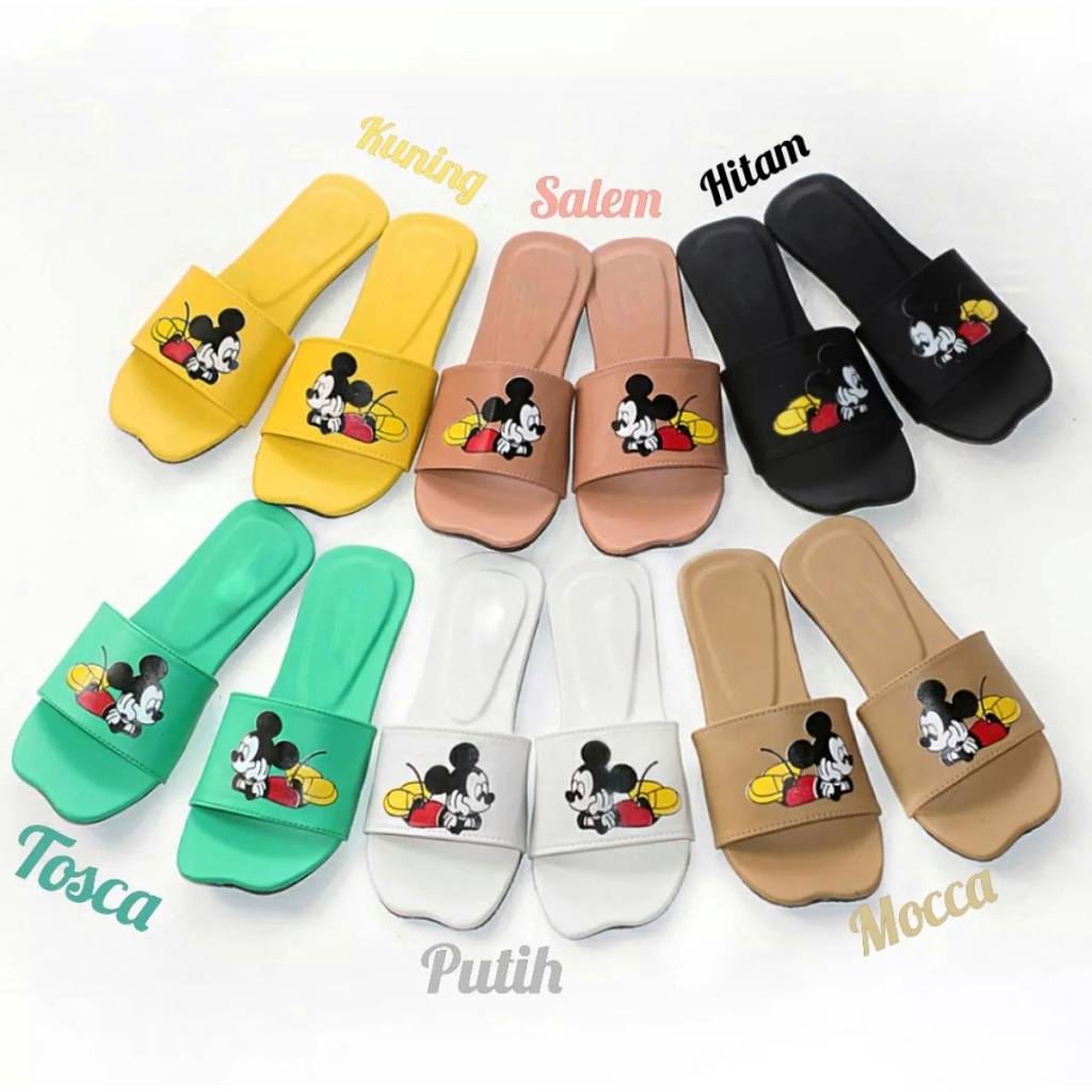 PROMO!!! SANDAL TEPLEK WANITA MICKEY MOUSE SINTETIS WARNA