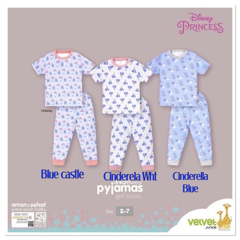 Velvet Junior CPR Stelan Piyama Dreamwear Atasan Pendek Celana Panjang Big Size Jumbo 2-10th