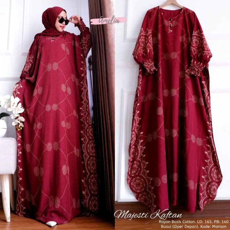 Majesti Home Kaftan - Kaftan Wanita Jumbo Rayon Tie Dye Premium Gamis Dress Kekinian Bigsize LD 165 cm