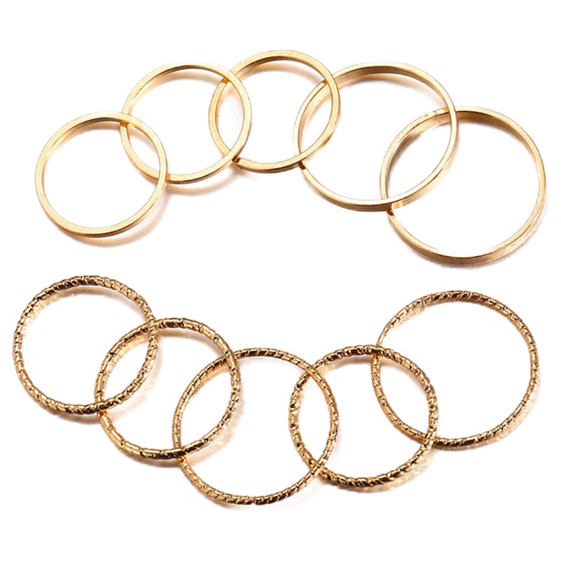 Fancyqube 6pcs / Set Cincin Model Terbuka Desain Geometri Warna Gold / Silver Gaya Punk / Hip Hop Untuk Wanita