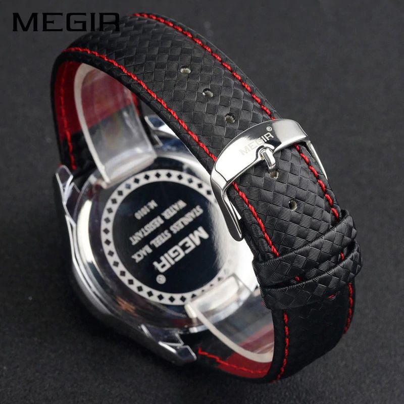 MEGIR 1010 Jam Tangan Pria Analog Tali Kulit WATCHKITE WKOS