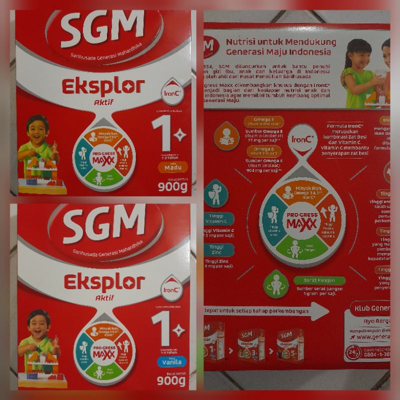 Susu SGM 1+ Eksplor Aktif 1-3 Tahun 900gr
