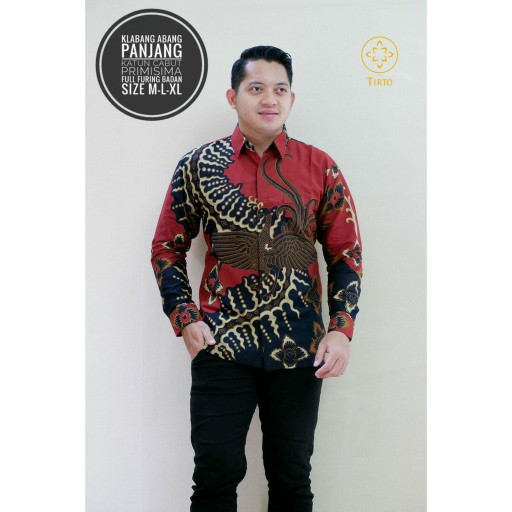 Tirto Batik Khas Solo Kemeja Baju Pria Lengan Panjang Motif Elegan Full Furing Tirto