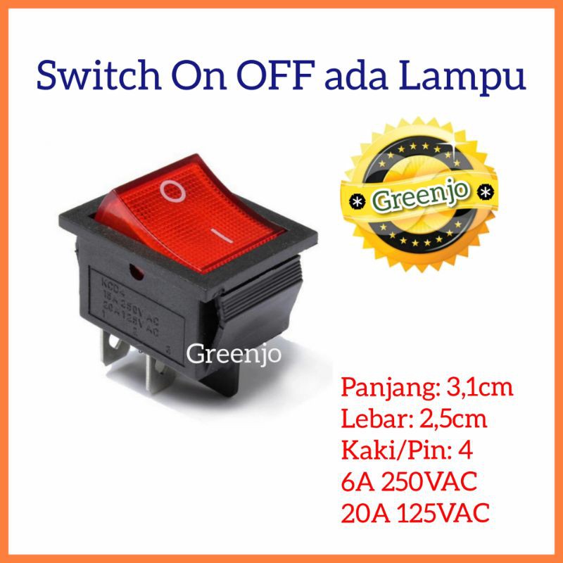 Jual Saklar Switch ON OFF 4 Pin ada Lampu Besar Indonesia|Shopee Indonesia