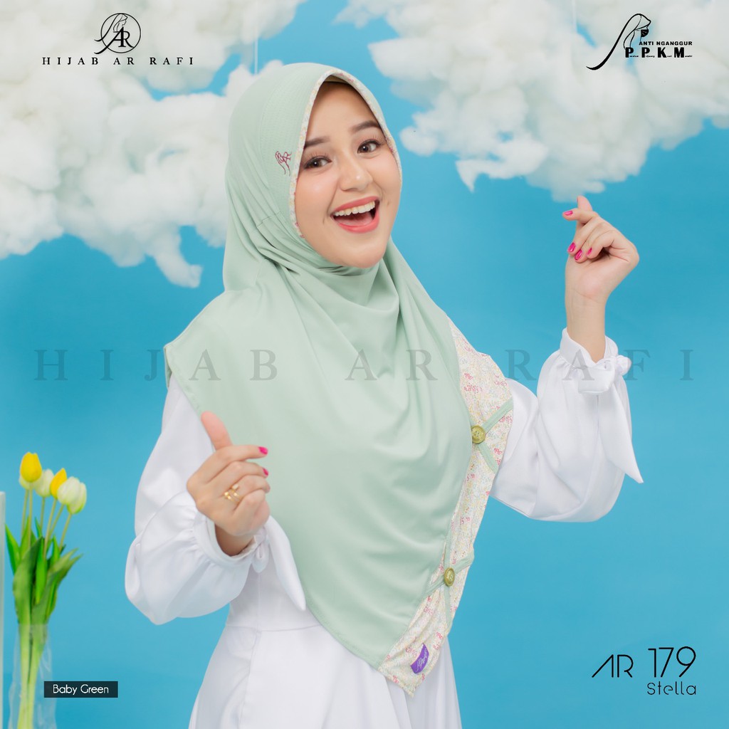 Terlaris Hijab Arrafi AR 179 Jilbab Bergo Instant Antem Eskudo Ar Rafi  List Motif Kerudung Stella-1