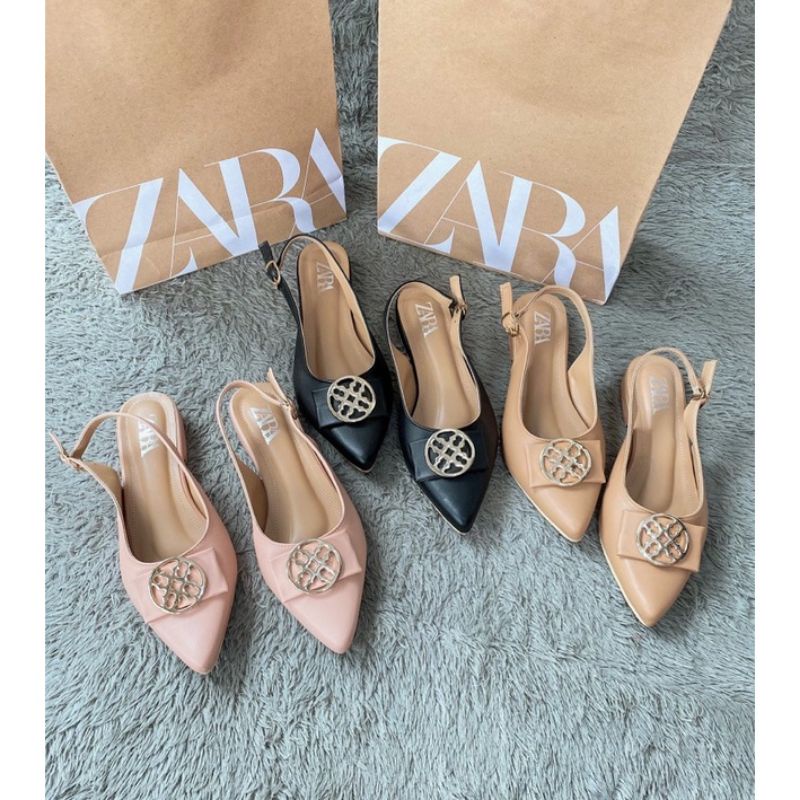 (REAL PICT) ZARA SELOP TALI HAK TAHU FREE PAPER BAG ZARA / SANDAL ZARA / SANDAL IMPORT / SANDAL WANI