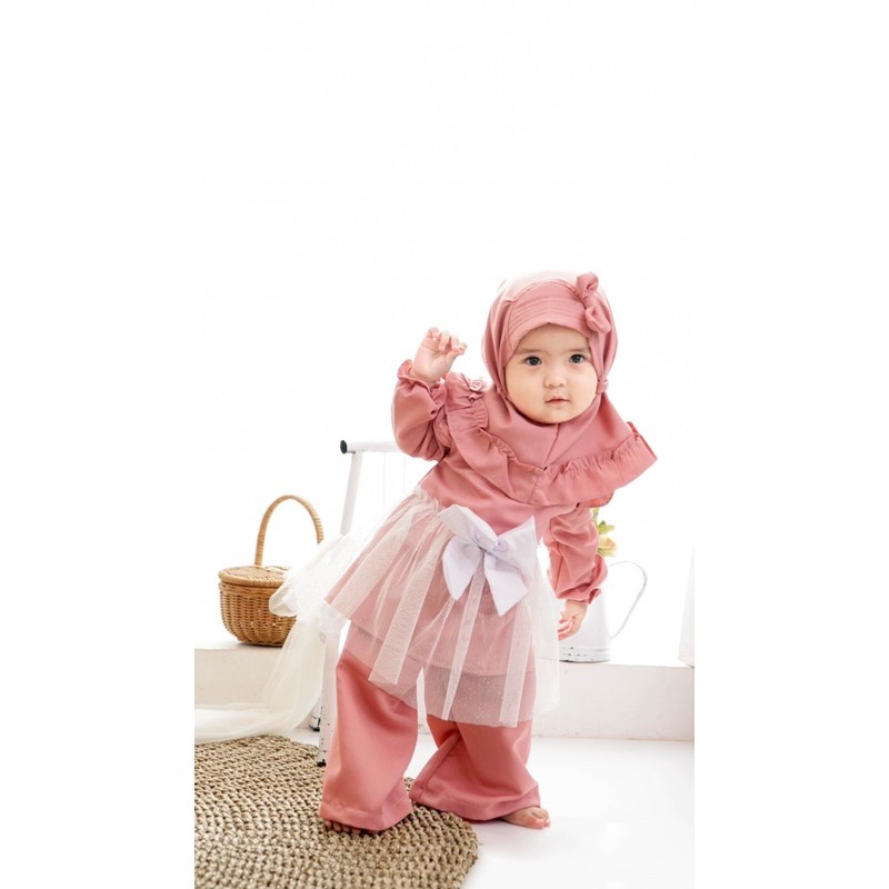 setelan muslim anak perempuan baby balita cewek gamis 1 - 2 tahun aluna kulot gamis set baju gamis perempuan