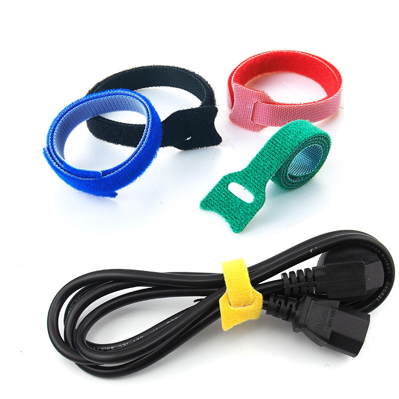 20Pcs 20cm Reusable T-type Velcro Cable Tie Wire/Colorful Computer Data Cable Tape Buckle Belt/Nylon Adhesive Hook Fastener Straps Organizer