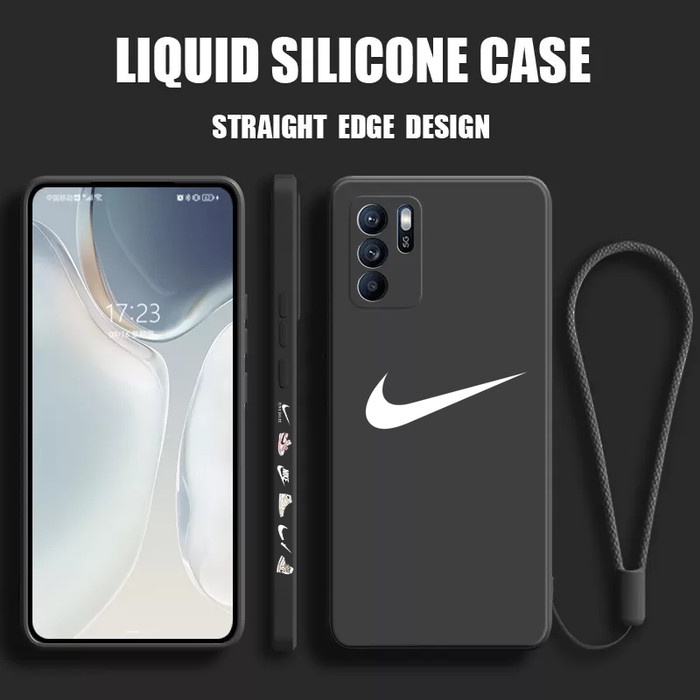 PREMIUM SLIM CASE Case Oppo Reno 6 4G Nike Design Square Cartoon Softcase Gambar - Hitam CASING COVE