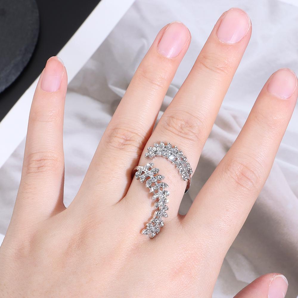 Lily Creative Leaf Rings Cubic Jewelry Zircon Perak