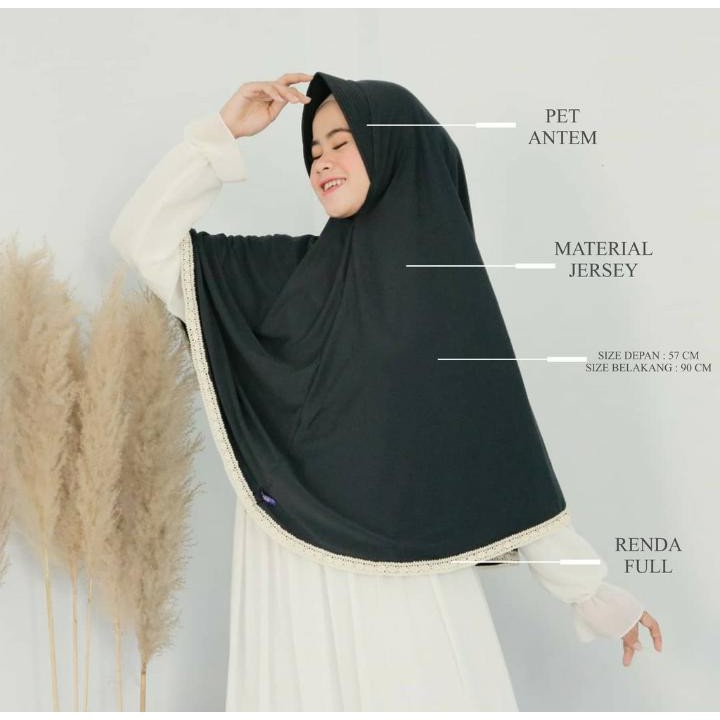 Jilbab Syari Renda Jasmine Geblus I Jilbab Instan Jersey Premium Renda By Kalisha