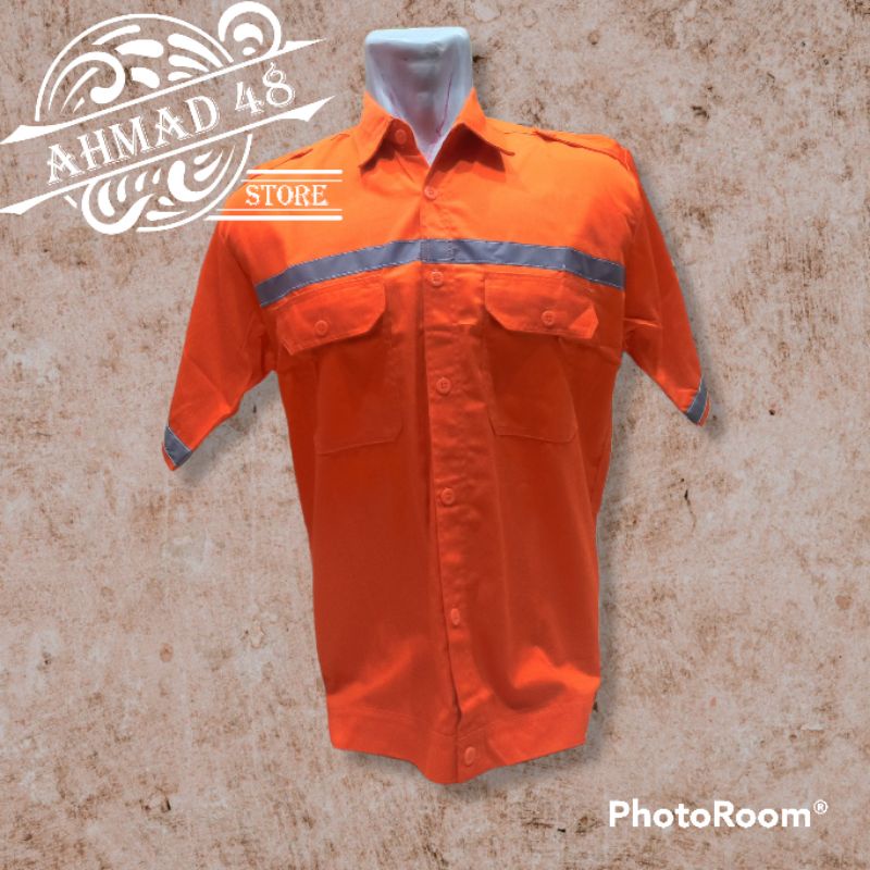 ATASAN BAJU WEARPACK/SAFETY/PROYEK/TAMBANG LENGAN PENDEK OREN