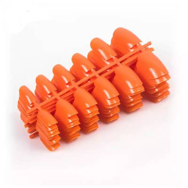 Kuku Palsu Fake Nails 12pcs Short Round Warna Orange