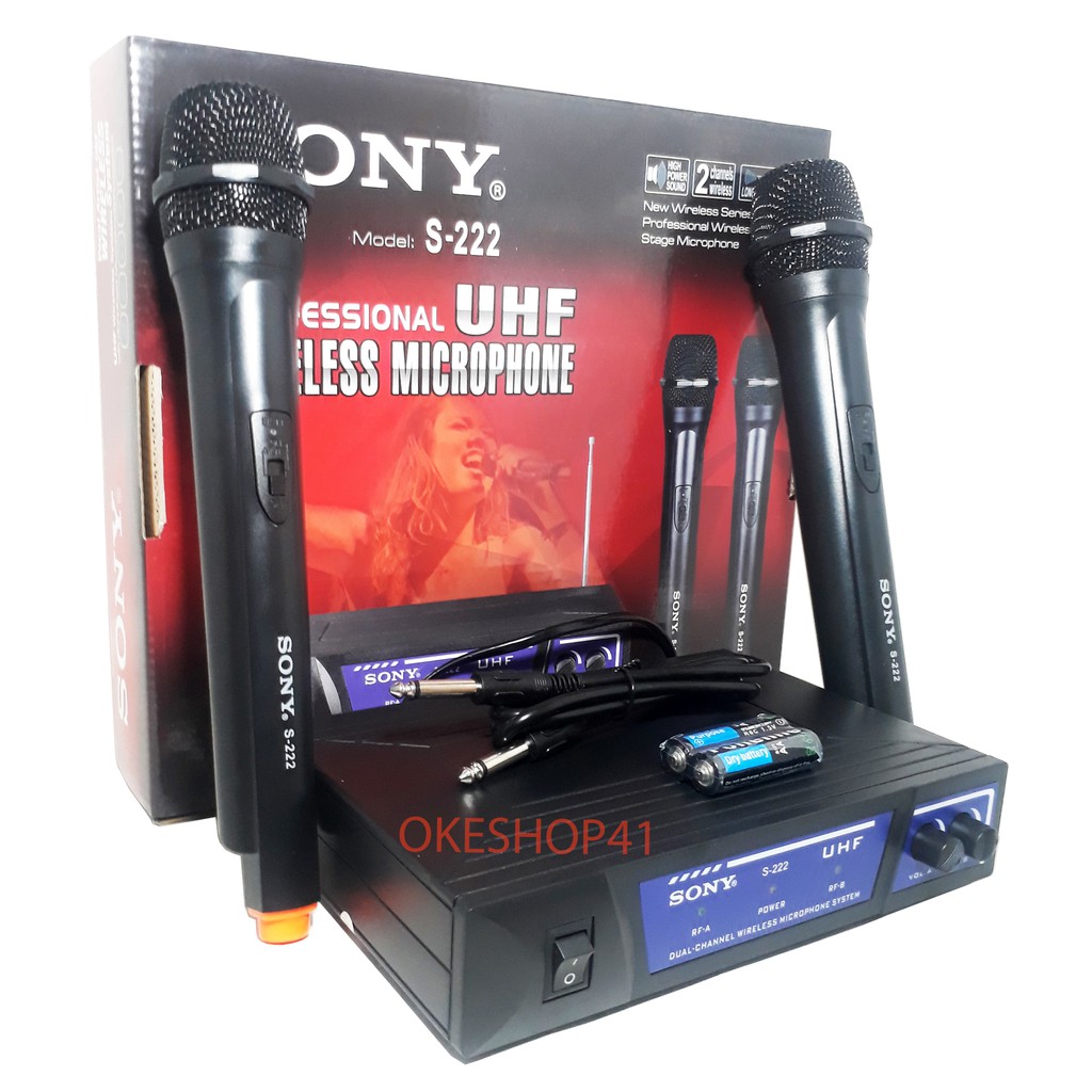 Sony Microphone Wireless S-222 Mic Karaoke Tanpa Kabel Hitam