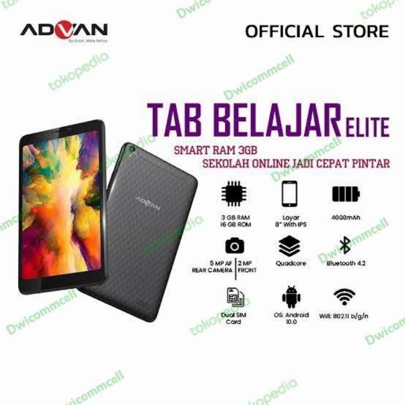 Tablet Advan Belajar Elite 8 inch 3/16 New Garansi Resmi Tab Advan Layar 8 inch