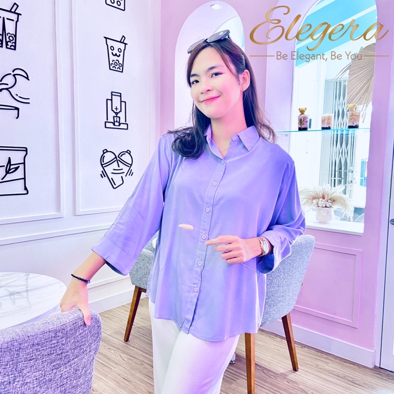 Kemeja Wanita Casual Katun Rayon Polos Cewek Lengan Panjang Scoder-2