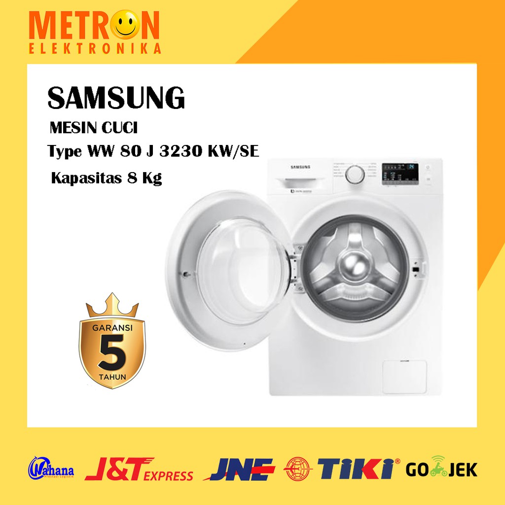 SAMSUNG WW 80 J 3230 KW/SE / MESIN CUCI FRONT LOADING INVERTER 8 KG / 1200RPM / WW80J3230KWSE