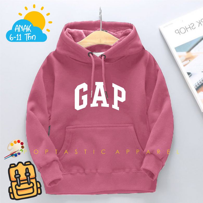 G A P Sweater Hoodie anak 6-11 Thn Laki-laki perempuan LOGO BORDIR FLEECE TEBAL