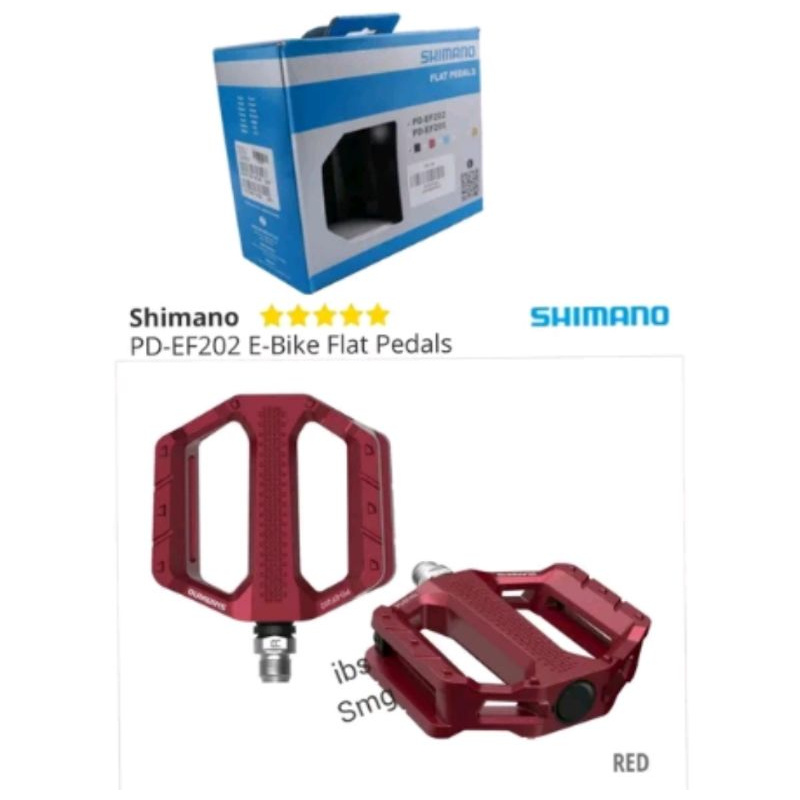 Pedal SHIMANO Flat PD-EF202 Warna Merah Red .. E-Bike Flatt Pedals EF 202 .. kode 733823001