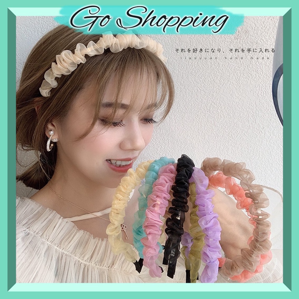 GO!BD773 Bando Scrunchie Korea Serut Headband Bandana Polos Wanita Kain Scrunchie Bahan Sifon Fashion Murah Import