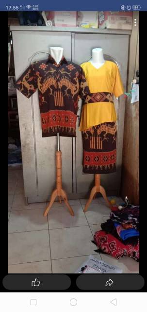 Satu set cople baju tenun motif kupang