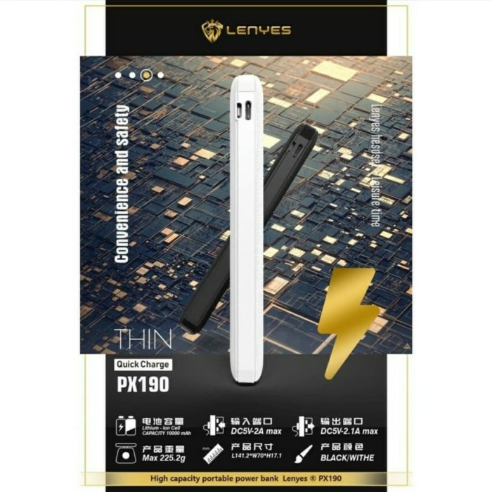 LENYES PX190 10000MAH 2 IN 1 POWERBANK REAL CAPACITY ORIGINAL