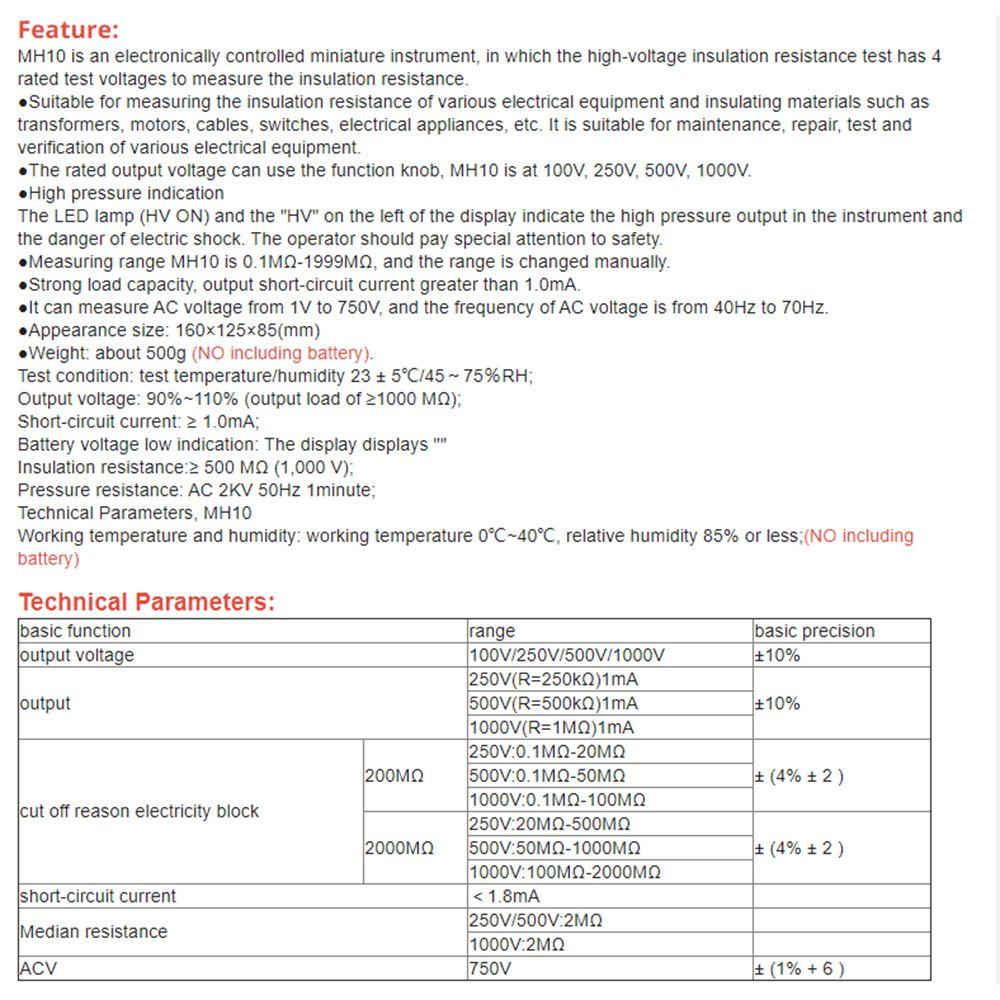 POPULAR Populer Meteran Megohmmeter Digital Presisi Tinggi Isolasi Earth Resistance Meter Tester Kabel Voltmeter