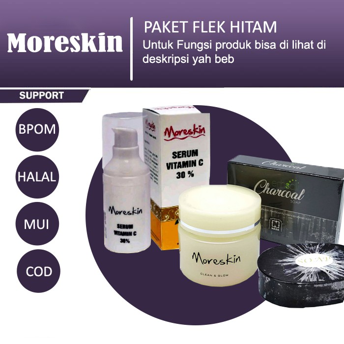 Paket Penghilang Flek Hitam - Moreskin Clean And Glow, Srum Vit C Erhsali Charcoal