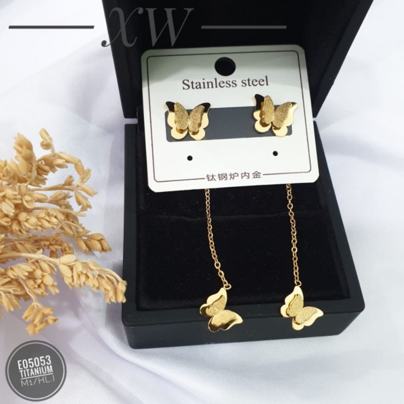 Anting Stud Titanium Jurai Kupu E14018