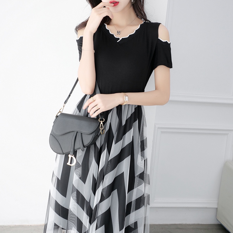 【Elegant】Sweet Short Sleeves Black Knit  Casual Dresses 7491