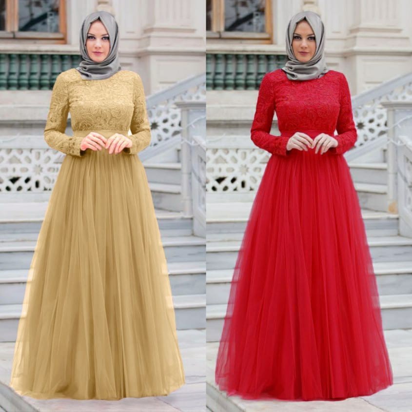 ALMAER MAXI DRESS READY 3UKURAN  / MAXI PESTA BRUKAT ALMAER / MAXI KONDANGAN vV-4