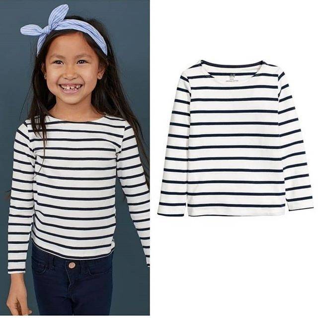 Kaos Lengan Panjang Anak Perempuan HnM Stripe