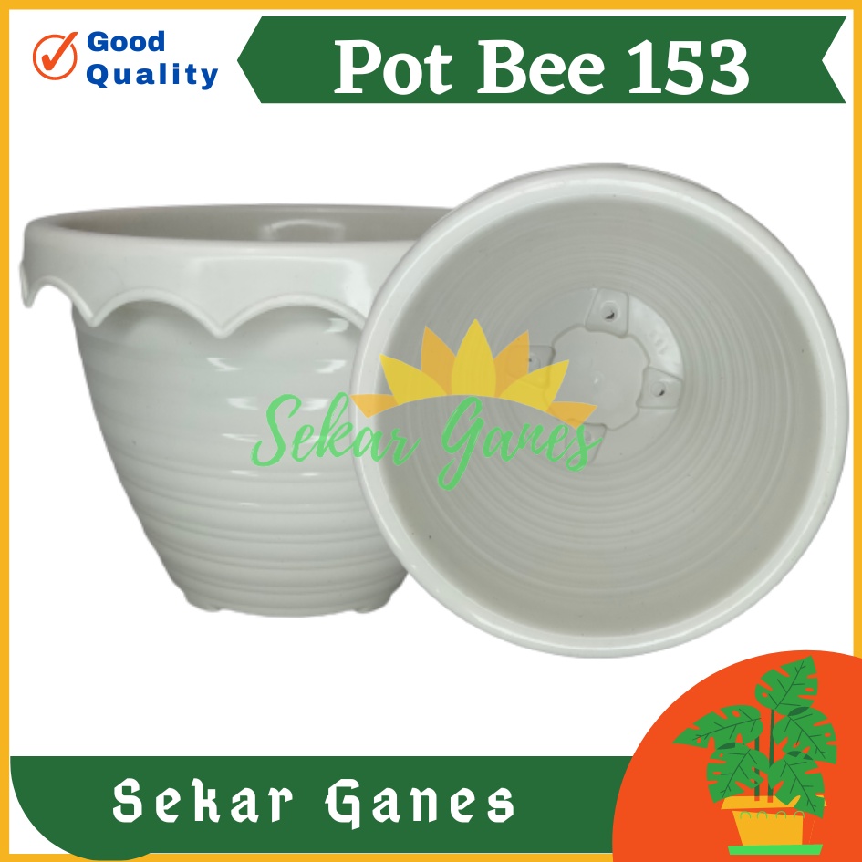 PAKET 3 PCS POT BUNGA TANAMAN TAIWAN BEE 153 PUTIH MIRIP TAWON / PLASTIK / POT KAKTUS