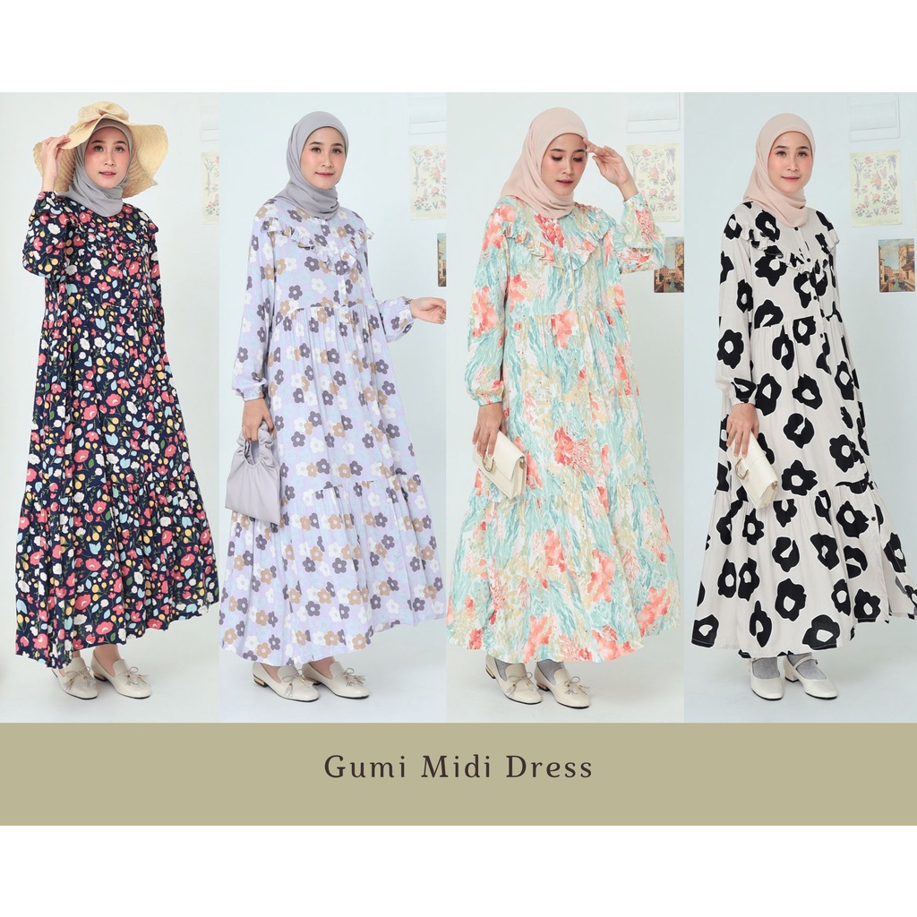 Midi Dress Katun Rayon Premium / Midi Dress Busui