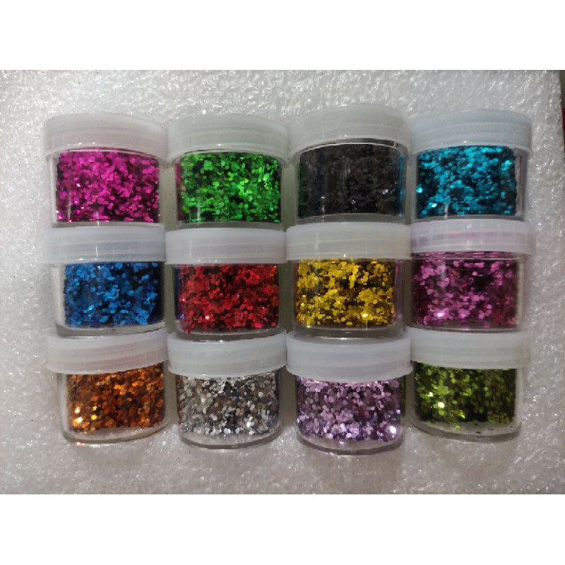 

Glitter kasar art hiasan kuku gliter metalik dan rainbow