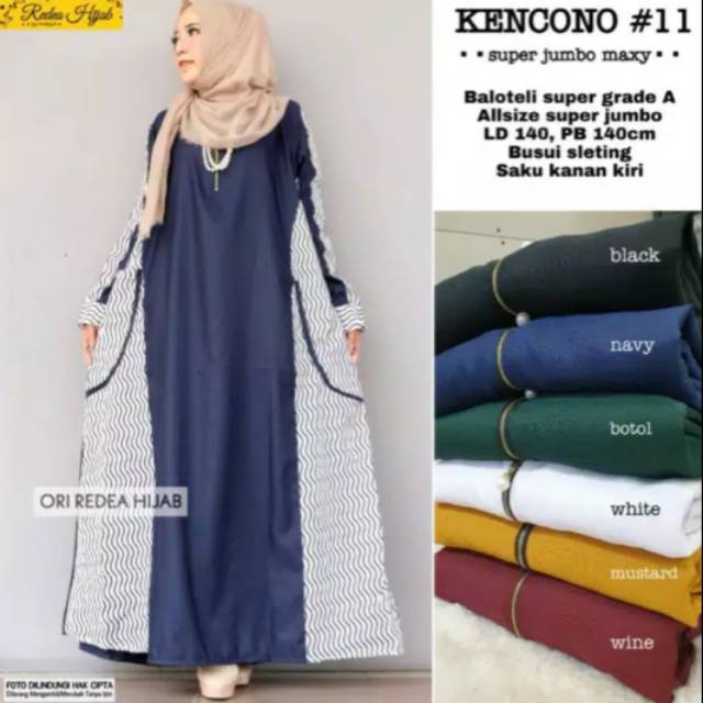 gamis jumbo kencono #11/warna hitam