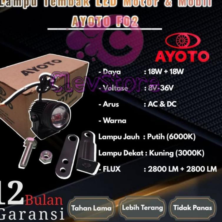 1 Buah Lampu Tembak LED Motor & Mobil AYOTO 18W HI LO AC & DC (ART. N904)