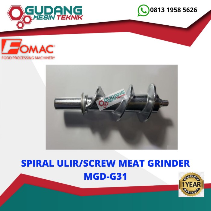 Sparepart Spiral Ulir Gilingan Daging Meat Grinder MGD-G31 FOMAC