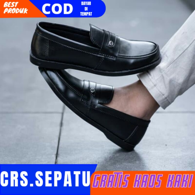 RIONZ X ROMA SERIES - SepatuFormal Pantofel Pria Resmi Formal Slip On Kasual Hitam Coklat Kulit PU Original Brown Black Kantor Kuliah Casual Gereja Pesta Kondangan Nikahan Kerja Perkantoran PNS Guru Gaya Trendy Kekinian Terlaris Murah