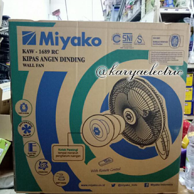(READY COD) Kipas Angin Dinding/Tembok + Remot Miyako KAW-1689RC GARANSI TERLENGKAP