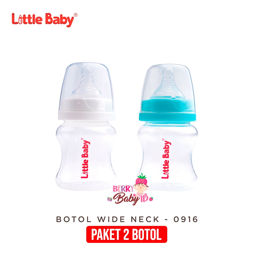 Little Baby Paket 2 Botol Susu Bayi Wide Neck 140ml PP BPA Free #0916 Berry Mart