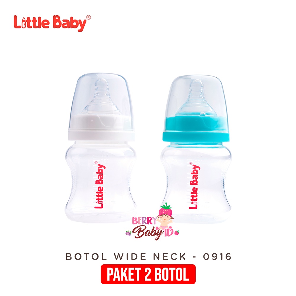 Little Baby Paket 2 Botol Susu Bayi Wide Neck 140ml PP BPA Free #0916 Berry Mart