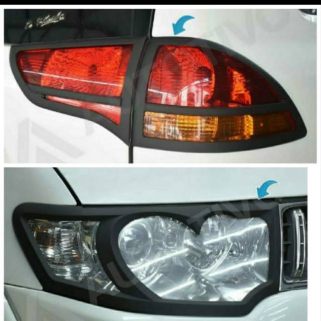 Paket garnish lampu depan dan belakang Pajero sport old Hitam &amp; Chrome  jsl