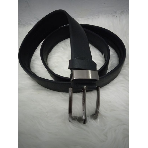 Sabuk Kulit Pria PU Leather Sintetis Import Bersleting Hitam