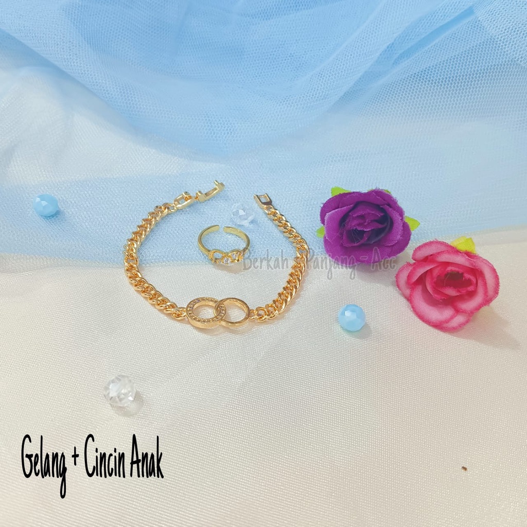 GELANG+CINCIN ANAK PLAT UNIK perhiasan super berkelas fashion korea anti karat dan anti luntur