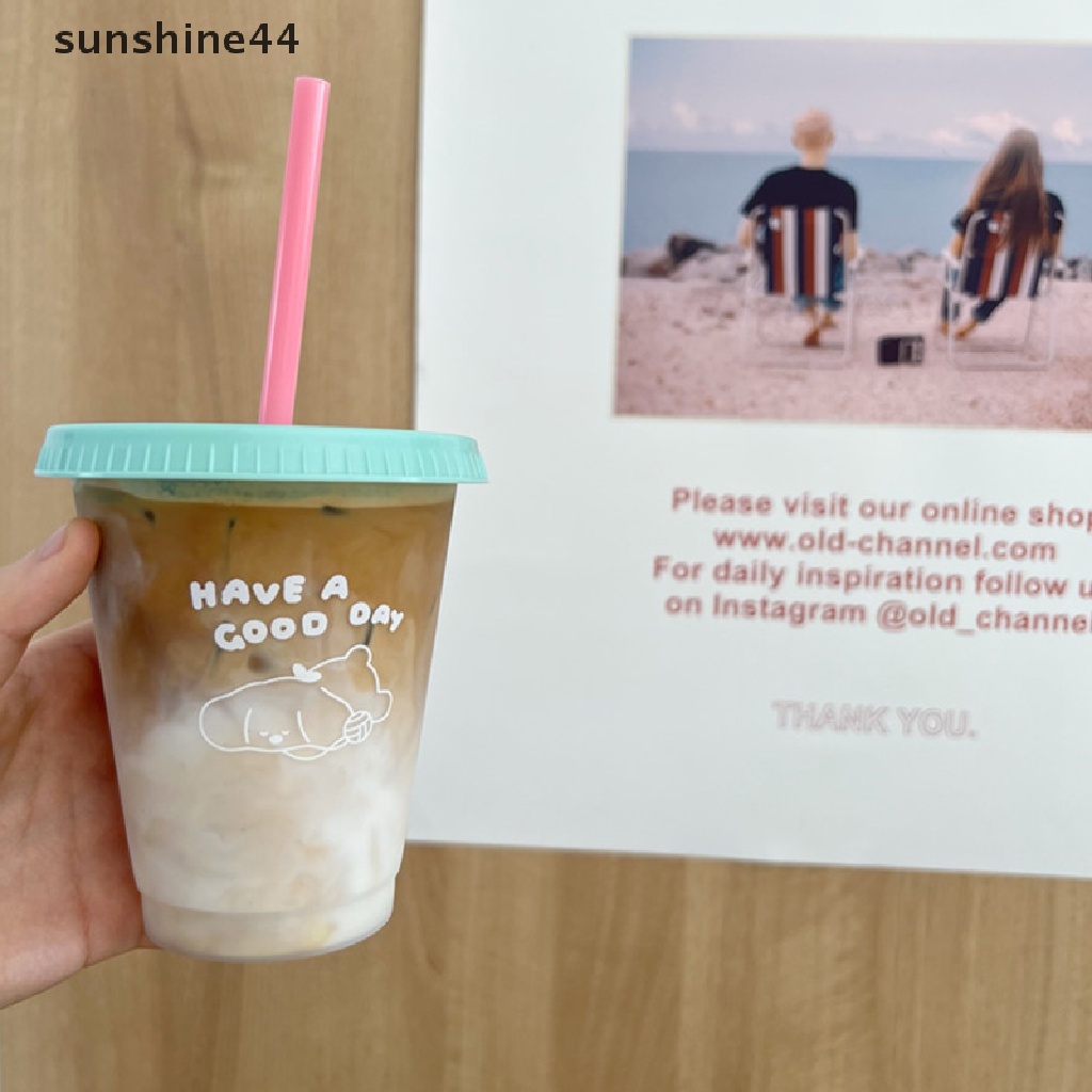 Sunshine Botol Air Minum / Kopi 470 / 700ML Dengan Sedotan Dapat Dipakai Ulang