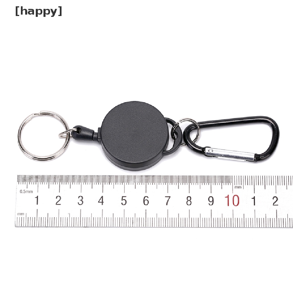 HA Black Retractable Key Chain Reel Steel Cord Recoil Belt Key Ring Badge Holder ID