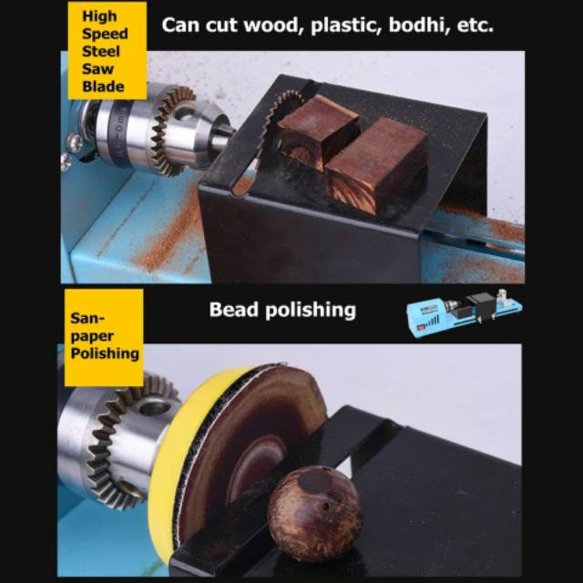 DC12-24V 150W Mesin Bubut Kayu Mini DIY Woodworking Mini Lathe Beads Manchine CNC Grinding Rotary