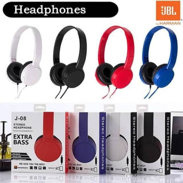 Headphone kabel JBL J-08 extra bass - headset bando jbl j-08